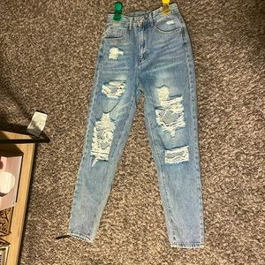 High-waisted ripped mom/boyfriend jeans XS